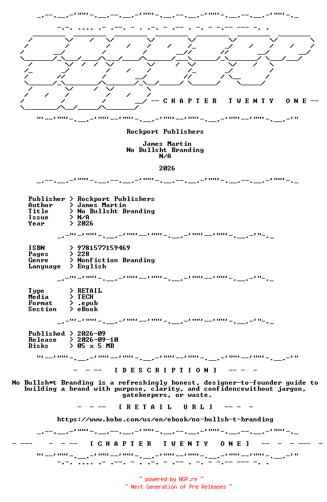 NFO for the release Rockport.Publishers.-.No.Bullsht.Branding.2026.RETAIL.EPUB.eBook-CTO by CTO