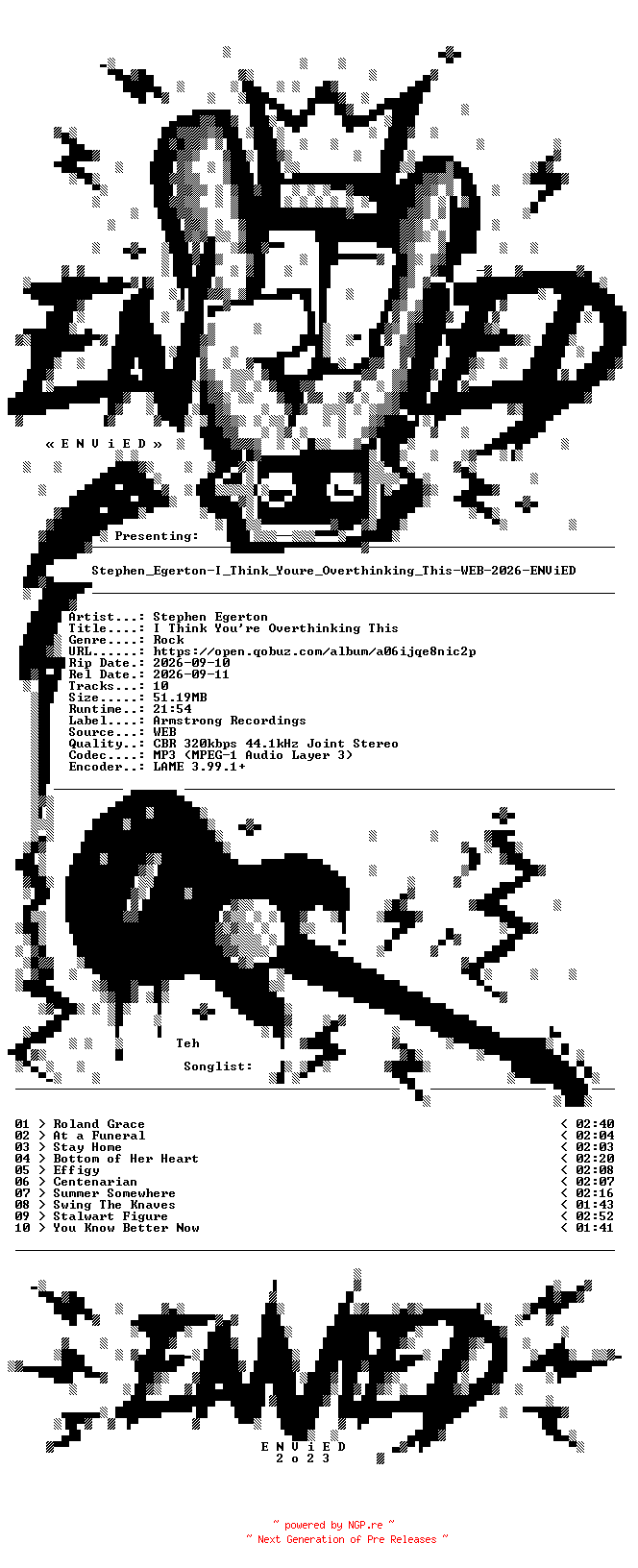 NFO for the release Stephen_Egerton-I_Think_Youre_Overthinking_This-WEB-2026-ENViED by ENViED