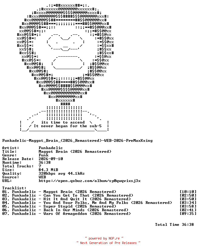 NFO for the release Funkadelic-Maggot_Brain_(2026_Remastered)-WEB-2026-PreMaxXxing by PreMaxXxing