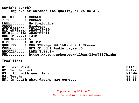 NFO for the release XBONGX-XBONGX-EP-WEB-2026-ENRiCH by ENRiCH