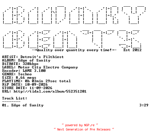 NFO for the release Detroits_Filthiest-Edge_Of_Sanity-(MCEC082)-SINGLE-WEB-2026-BB by BB