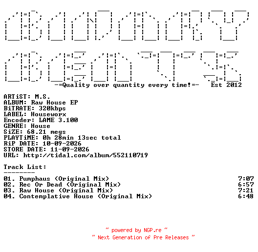 NFO for the release M.S.-Raw_House_EP-(HW033)-WEB-2026-BB by BB