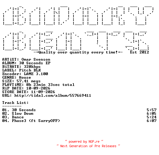 NFO for the release Omar_Svenson-30_Seconds_EP-(BLK002)-WEB-2026-BB by BB