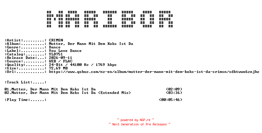 NFO for the release CRIMSN-Mutter_Der_Mann_Mit_Dem_Koks_Ist_Da-(YLD751)-DE-24BIT-WEB-FLAC-2026-MARiBOR by MARiBOR