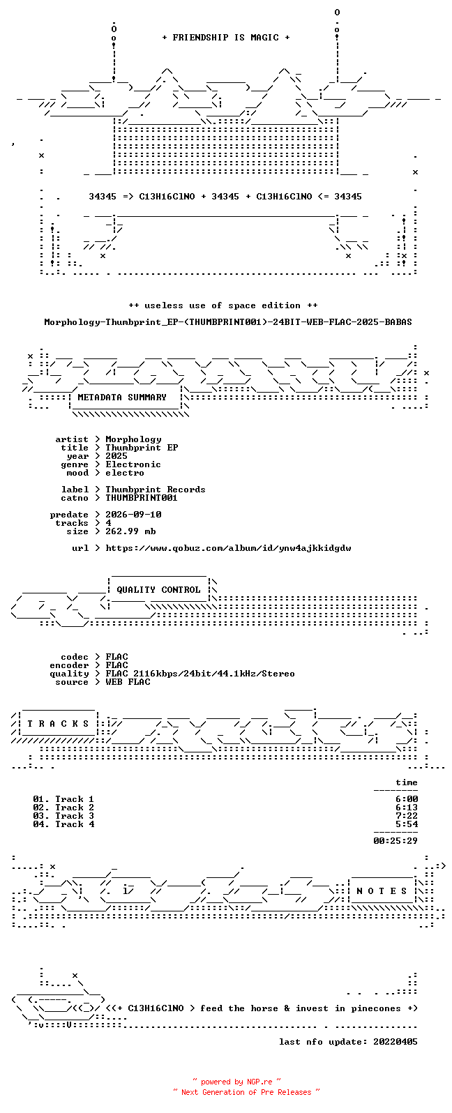 NFO for the release Morphology-Thumbprint_EP-(THUMBPRINT001)-24BIT-WEB-FLAC-2025-BABAS by BABAS