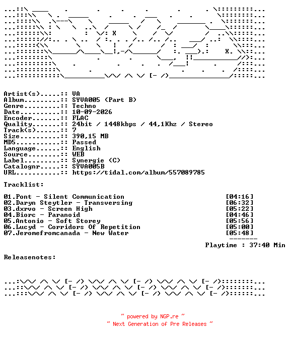 NFO for the release VA-SYVA005_Part_B-SYVA005B-24BIT-WEB-FLAC-2026-WAVED by WAVED