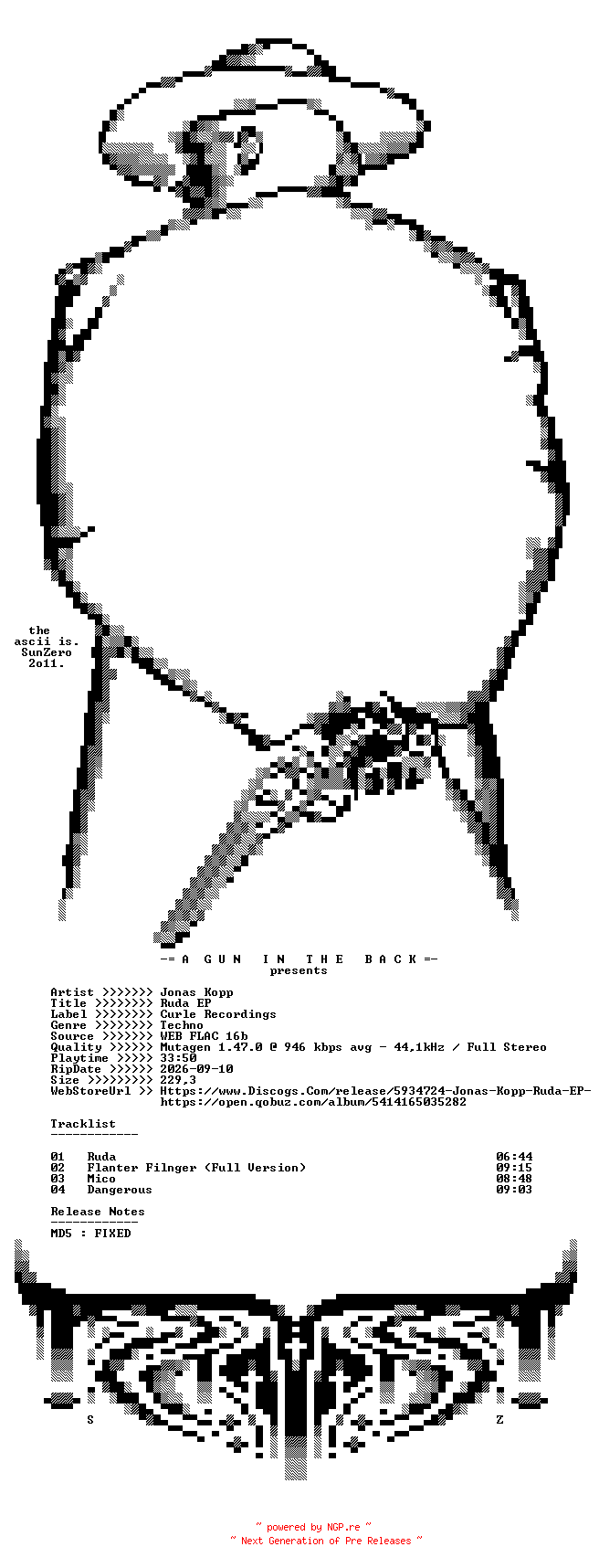 NFO for the release Jonas_Kopp-Ruda_EP-(CURLE029D)-16BIT-WEB-FLAC-2010-AGITB by AGITB