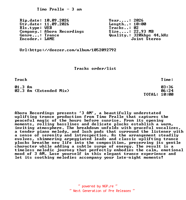 NFO for the release Timo_Pralle_-_3_Am-(ABRD462)-WEB-2026-FMC by FMC