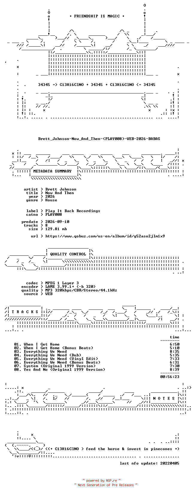 NFO for the release Brett_Johnson-Now_And_Then-(PLAY008)-WEB-2026-BABAS by BABAS