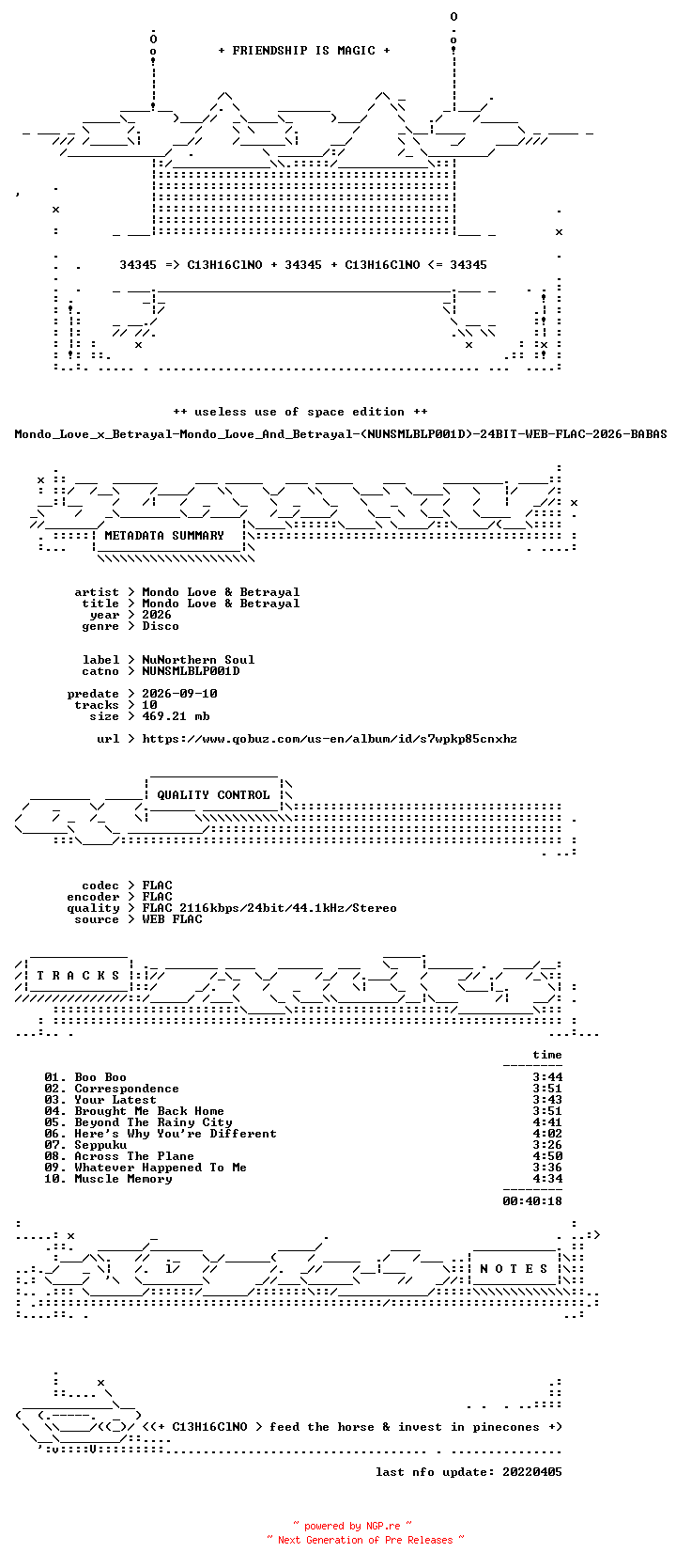 NFO for the release Mondo_Love_x_Betrayal-Mondo_Love_And_Betrayal-(NUNSMLBLP001D)-24BIT-WEB-FLAC-2026-BABAS by BABAS