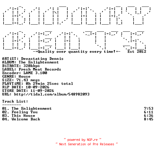 NFO for the release Devastating_Dennis-The_Enlightenment-(FMR155)-WEB-2026-BB by BB