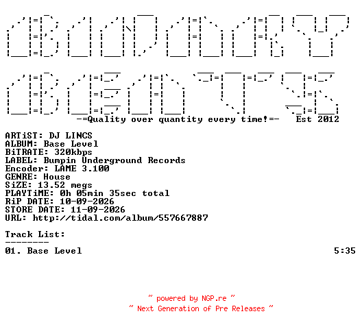 NFO for the release DJ_LINCS-Base_Level-(BU296)-SINGLE-WEB-2026-BB by BB