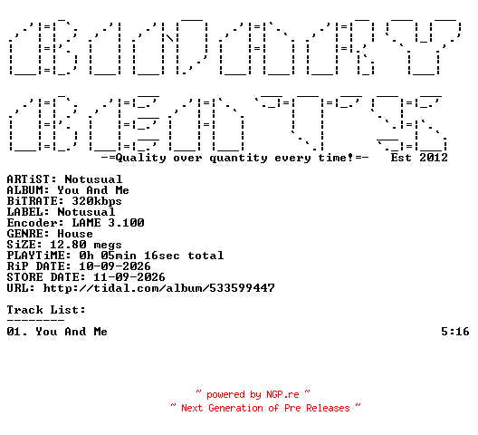 NFO for the release Notusual-You_And_Me-(NU028)-SINGLE-WEB-2026-BB by BB
