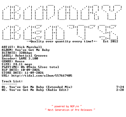 NFO for the release Rick_Marshall-Youve_Got_Me_Baby-(RG592)-WEB-2026-BB by BB