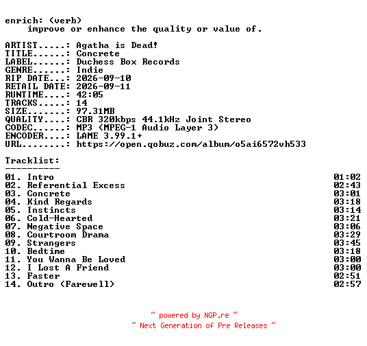 NFO for the release Agatha_is_Dead-Concrete-WEB-2026-ENRiCH by ENRiCH