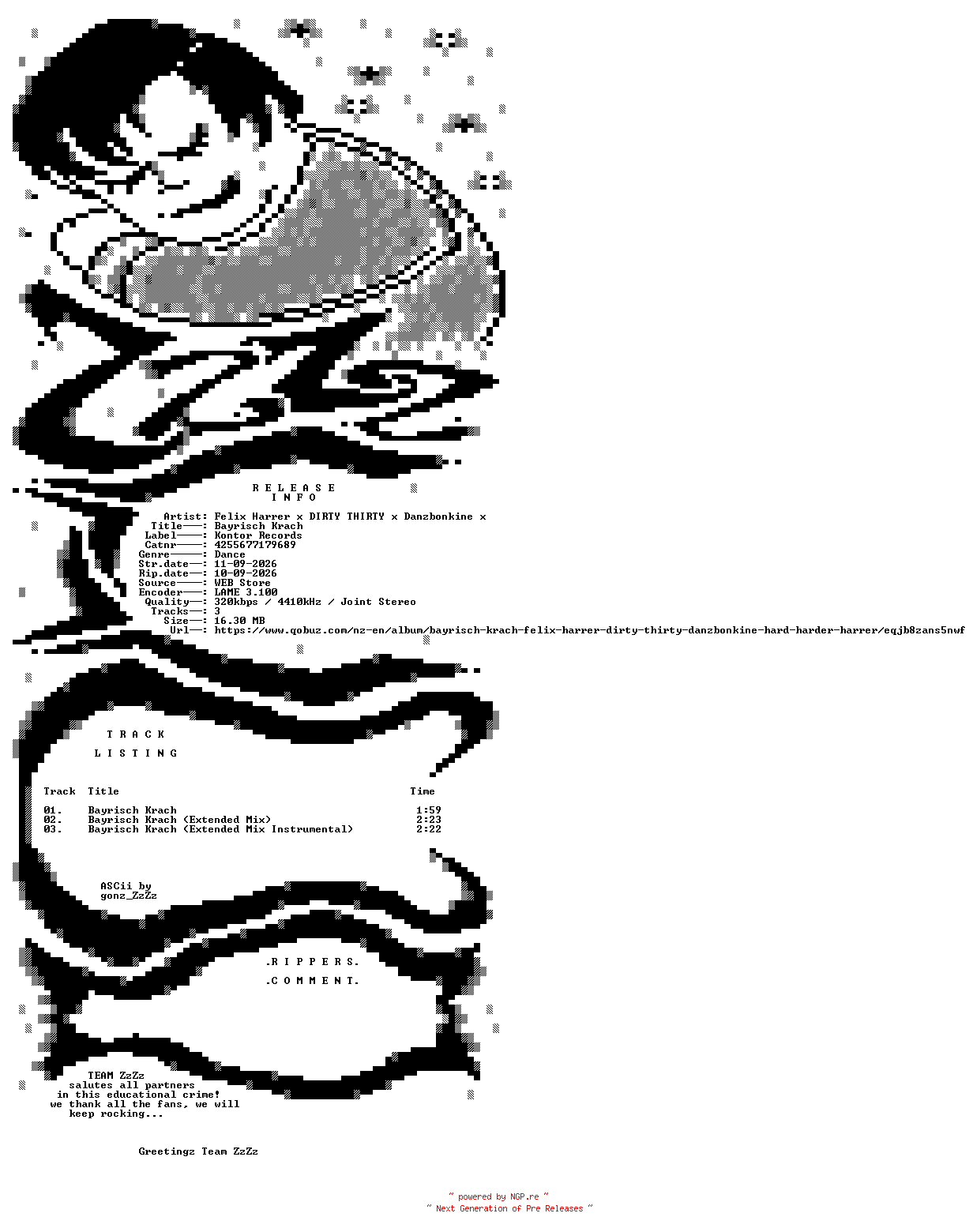 NFO for the release Felix_Harrer_x_DIRTY_THIRTY_x_Danzbonkine_x_Hard_Harder_Harrer_-_Bayrisch_Krach-(4255677179689)-WEB-DE-2026-ZzZz by ZzZz