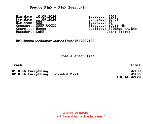 NFO for the release Pretty_Pink_-_Risk_Everything-(DEEPWOODS226)-WEB-2026-FMC by FMC