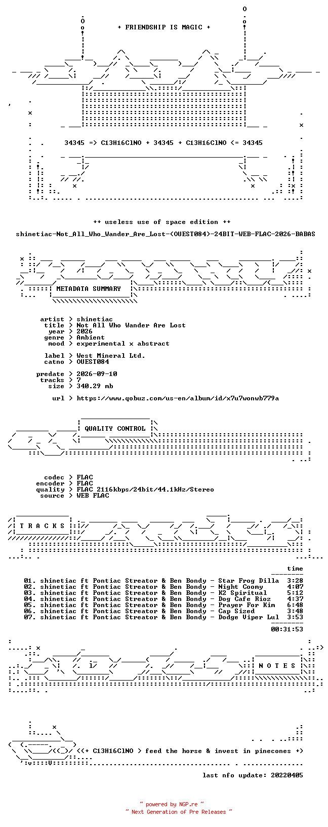 NFO for the release shinetiac-Not_All_Who_Wander_Are_Lost-(OUEST084)-24BIT-WEB-FLAC-2026-BABAS by BABAS