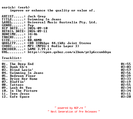 NFO for the release Jack_Gray-Swimming_In_Jeans-WEB-2026-ENRiCH by ENRiCH