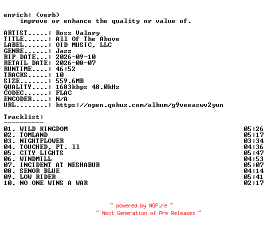 NFO for the release Ross_Valory-All_Of_The_Above-24BIT-WEB-FLAC-2026-ENRiCH by ENRiCH