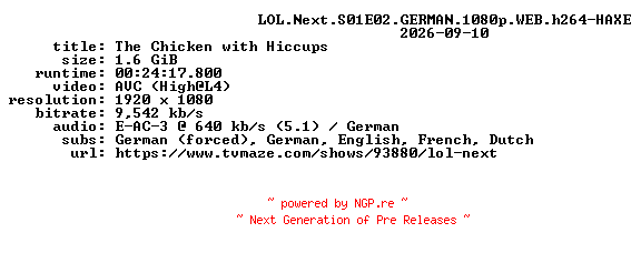 NFO for the release LOL.Next.S01E02.GERMAN.1080p.WEB.h264-HAXE by HAXE