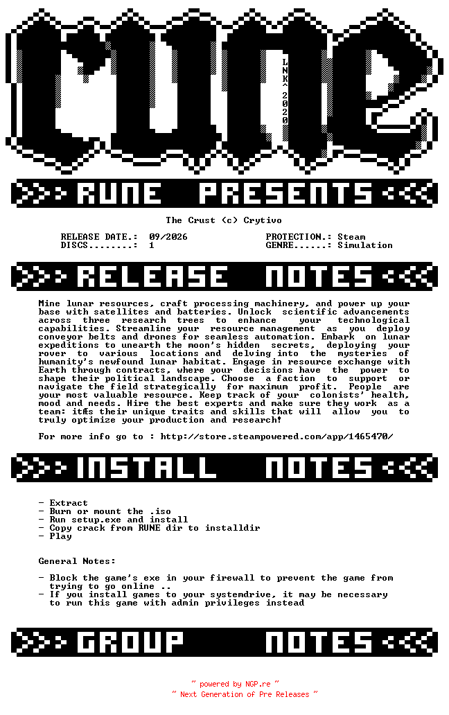 NFO for the release The.Crust-RUNE by RUNE