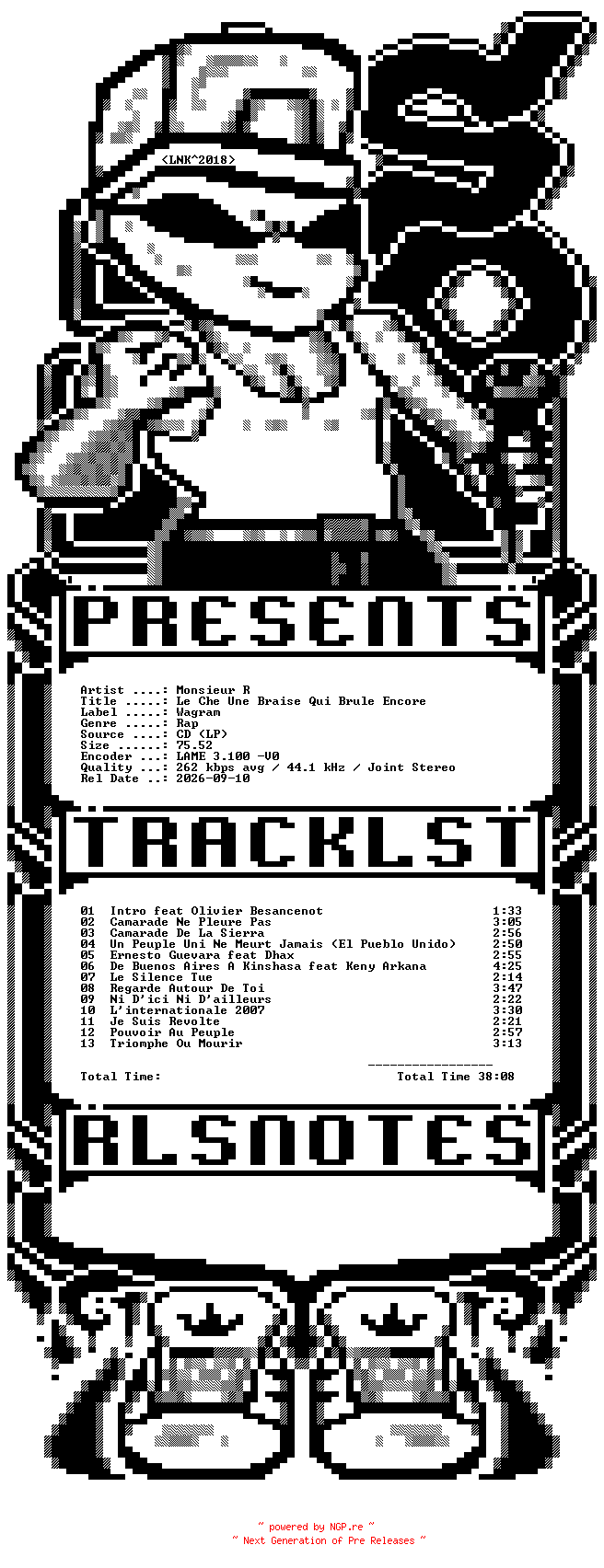 NFO for the release Monsieur_R-Le_Che_Une_Braise_Qui_Brule_Encore-FR-2007-SO_INT by SO_INT
