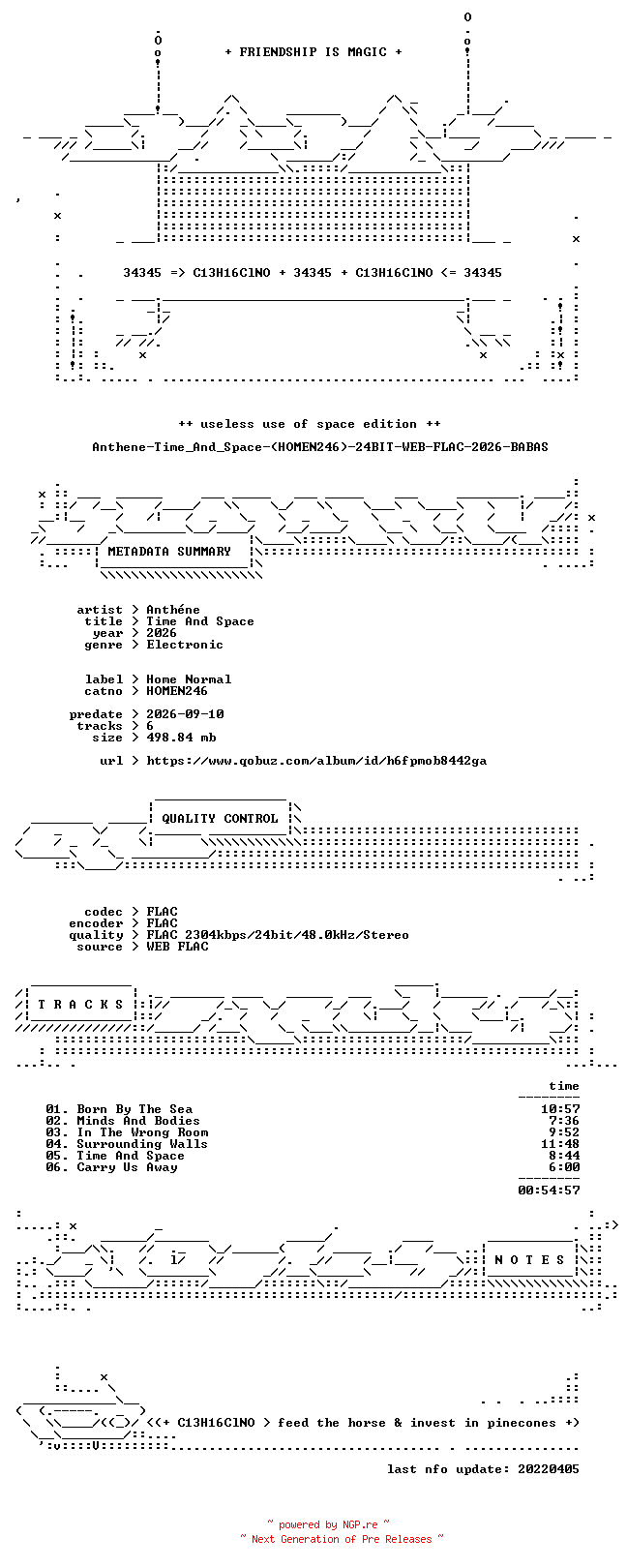 NFO for the release Anthene-Time_And_Space-(HOMEN246)-24BIT-WEB-FLAC-2026-BABAS by BABAS