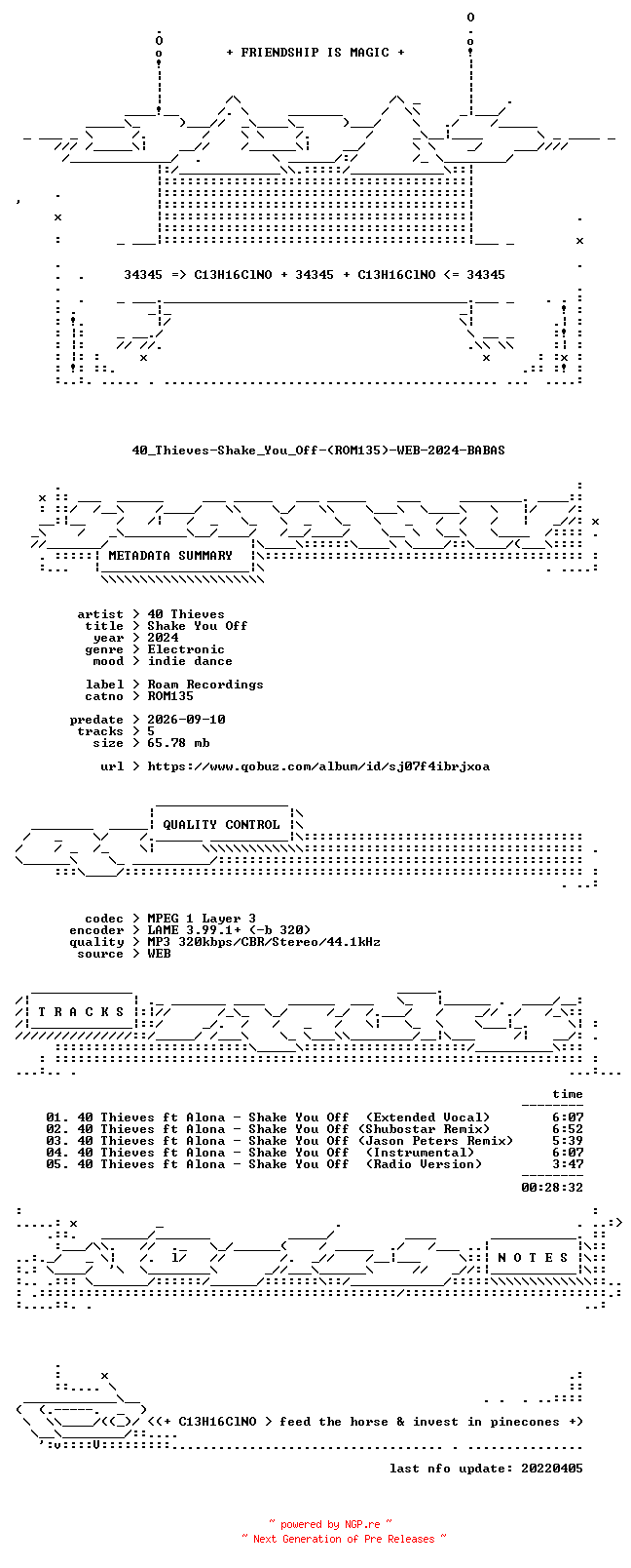 NFO for the release 40_Thieves-Shake_You_Off-(ROM135)-WEB-2024-BABAS by BABAS