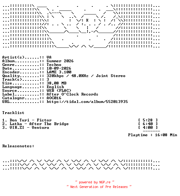 NFO for the release VA-Summer_2026-AOC016-WEB-2026-WAV by WAV