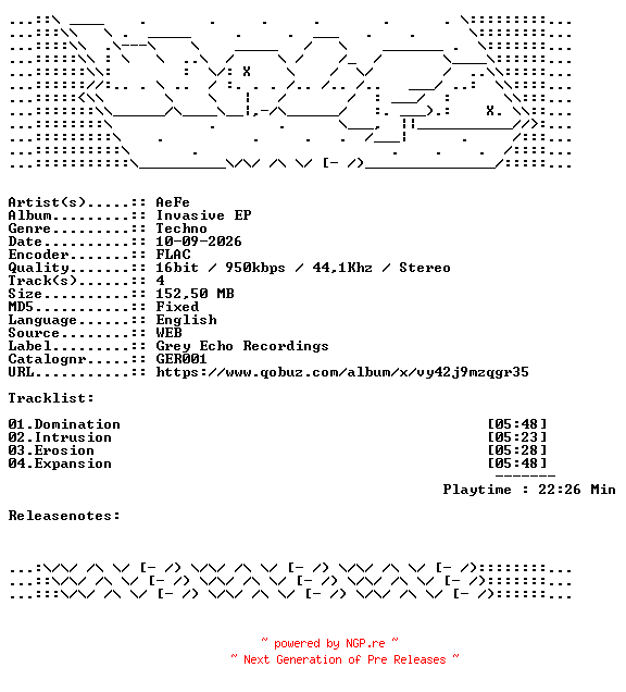 NFO for the release AeFe-Invasive_EP-GER001-16BIT-WEB-FLAC-2026-WAVED by WAVED