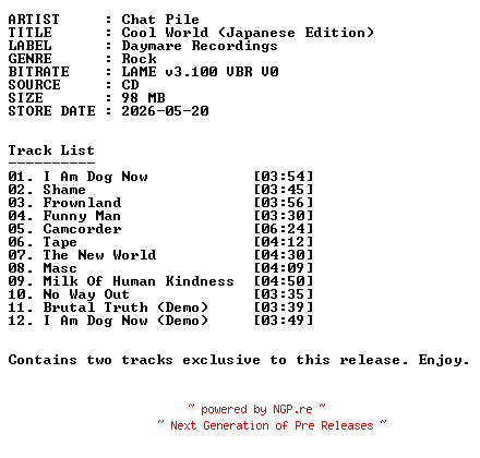 NFO for the release Chat_Pile-Cool_World-(Japanese_Edition)-2026-r35 by r35