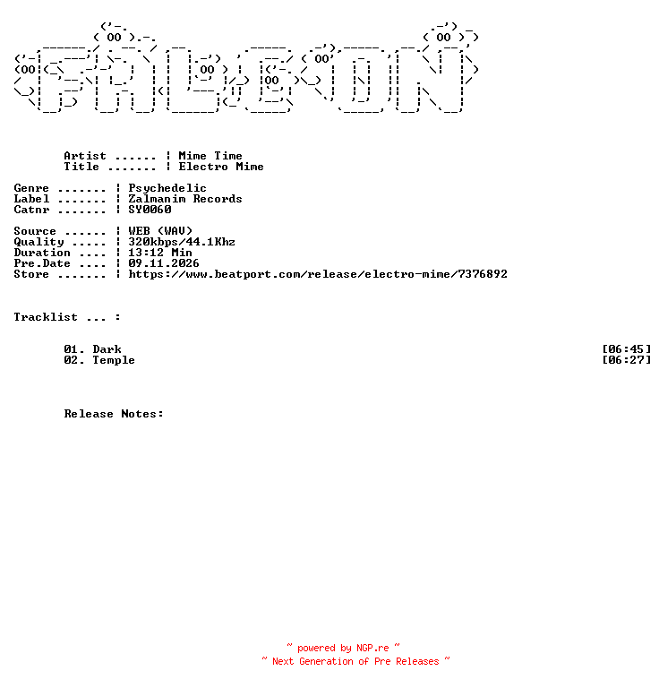 NFO for the release Mime_Time-Electro_Mime-(SY0060)-WEB-2026-FALCON by FALCON