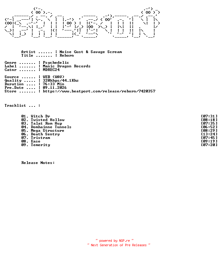 NFO for the release Noise_Gust_And_Savage_Scream-Reborn-(MDREC24)-WEB-2026-FALCON by FALCON