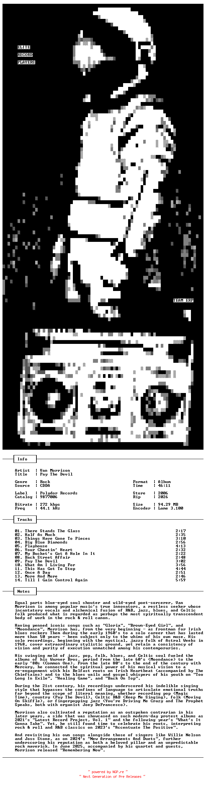 NFO for the release Van_Morrison-Pay_The_Devil-2006-ERP_INT by ERP_INT