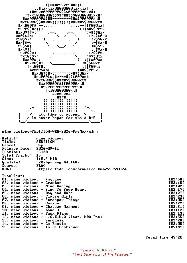 NFO for the release nine_vicious-SEDITION-WEB-2026-PreMaxXxing by PreMaxXxing