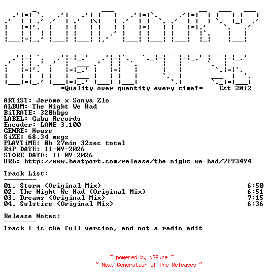NFO for the release Jerome_x_Sonya_Zlo-The_Night_We_Had-(GABUWAX01)-READNFO-WEB-2026-BB by BB
