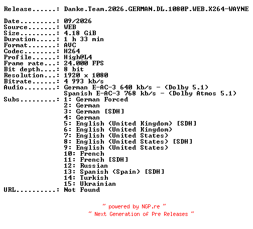 NFO for the release Danke.Team.2026.GERMAN.DL.1080P.WEB.X264-WAYNE by WAYNE