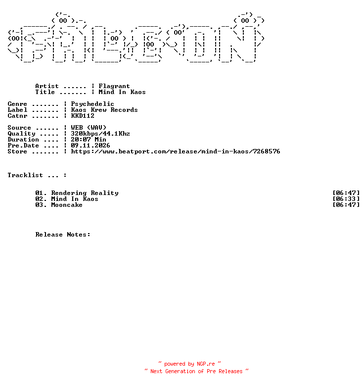 NFO for the release Flagrant-Mind_In_Kaos-(KKD112)-WEB-2026-FALCON by FALCON