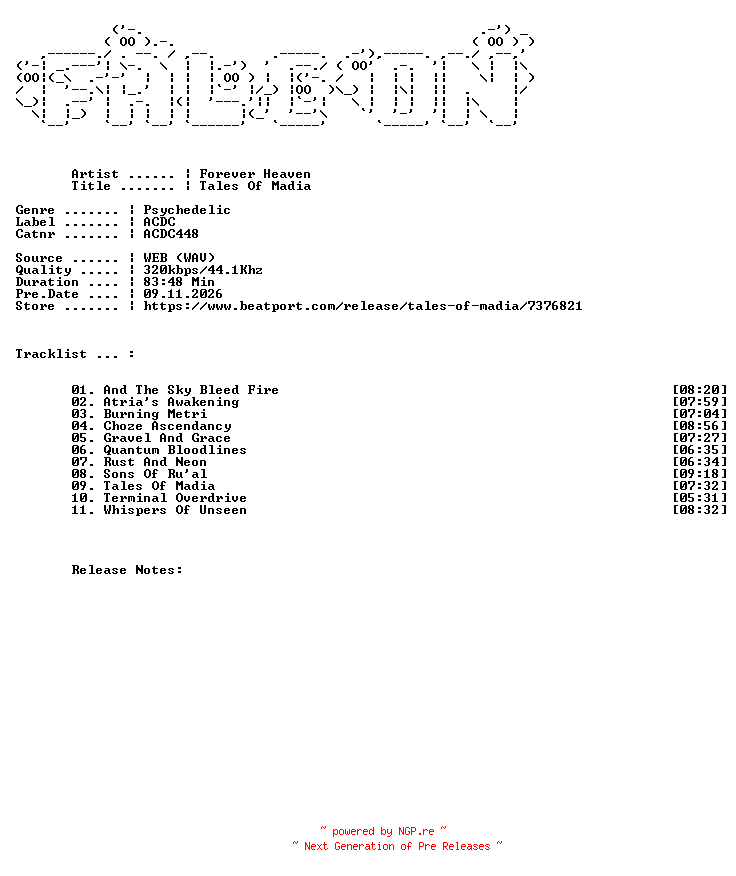 NFO for the release Forever_Heaven-Tales_Of_Madia-(ACDC448)-WEB-2026-FALCON by FALCON