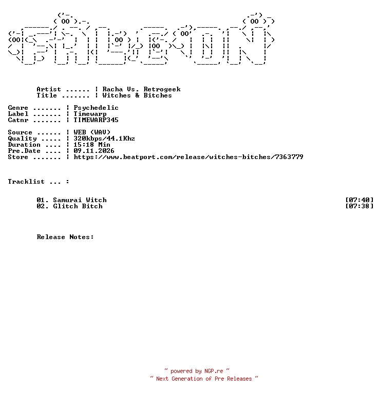 NFO for the release Racha_Vs._Retrogeek-Witches_And_Bitches-(TIMEWARP345)-WEB-2026-FALCON by FALCON