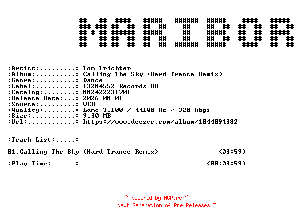 NFO for the release Tom_Trichter-Calling_The_Sky_(Hard_Trance_Remix)-SINGLE-WEB-2026-MARiBOR by MARiBOR