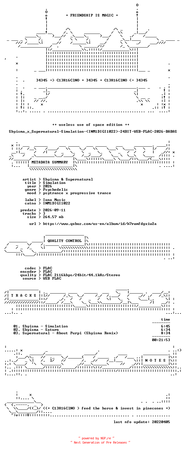 NFO for the release Shyisma_x_Supernatural-Simulation-(INM1DIGI1022)-24BIT-WEB-FLAC-2026-BABAS by BABAS
