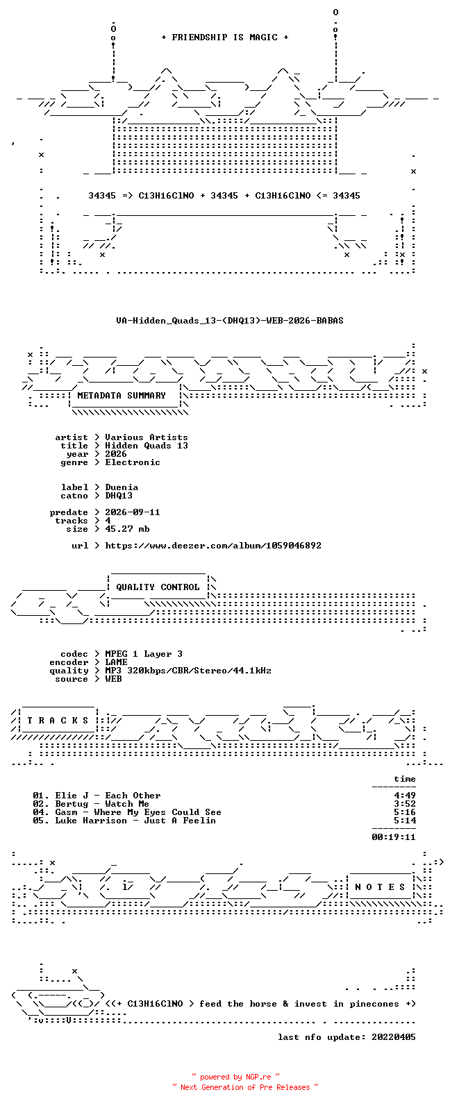 NFO for the release VA-Hidden_Quads_13-(DHQ13)-WEB-2026-BABAS by BABAS
