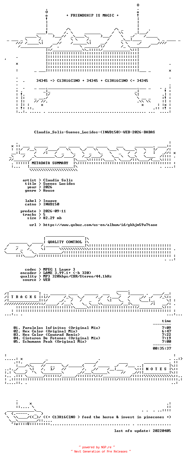 NFO for the release Claudio_Solis-Suenos_Lucidos-(INWD150)-WEB-2026-BABAS by BABAS