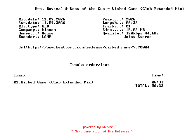 NFO for the release Mrs._Revival_And_West_Of_The_Sun_-_Wicked_Game_(Club_Extended_Mix)-SINGLE-WEB-2026-FMC by FMC