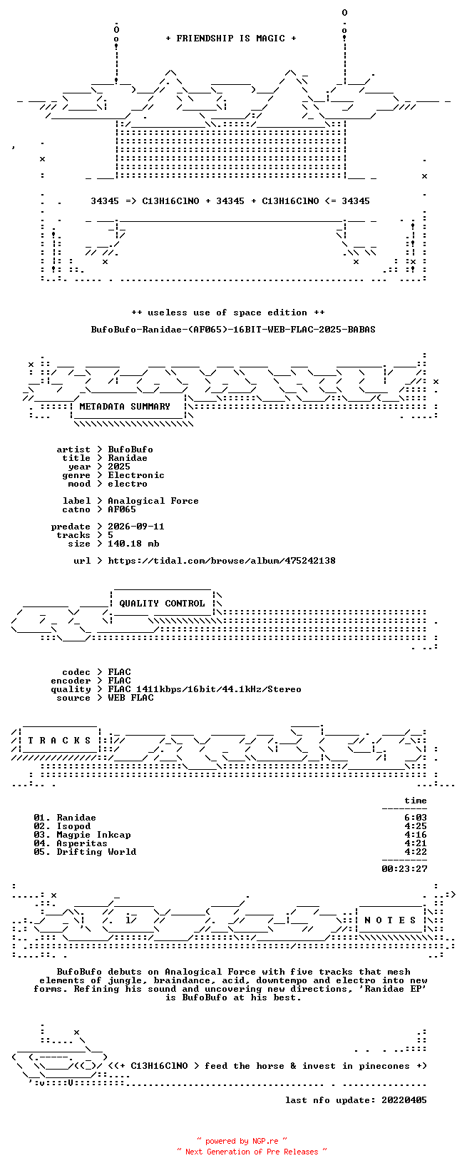 NFO for the release BufoBufo-Ranidae-(AF065)-16BIT-WEB-FLAC-2025-BABAS by BABAS