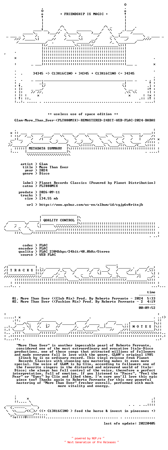 NFO for the release Glam-More_Than_Ever-(PLT880MIX)-REMASTERED-24BIT-WEB-FLAC-2024-BABAS by BABAS