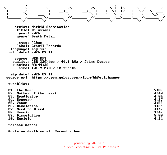 NFO for the release Morbid_Abomination-Delusions-WEB-2026-BLEEDiNG by BLEEDiNG