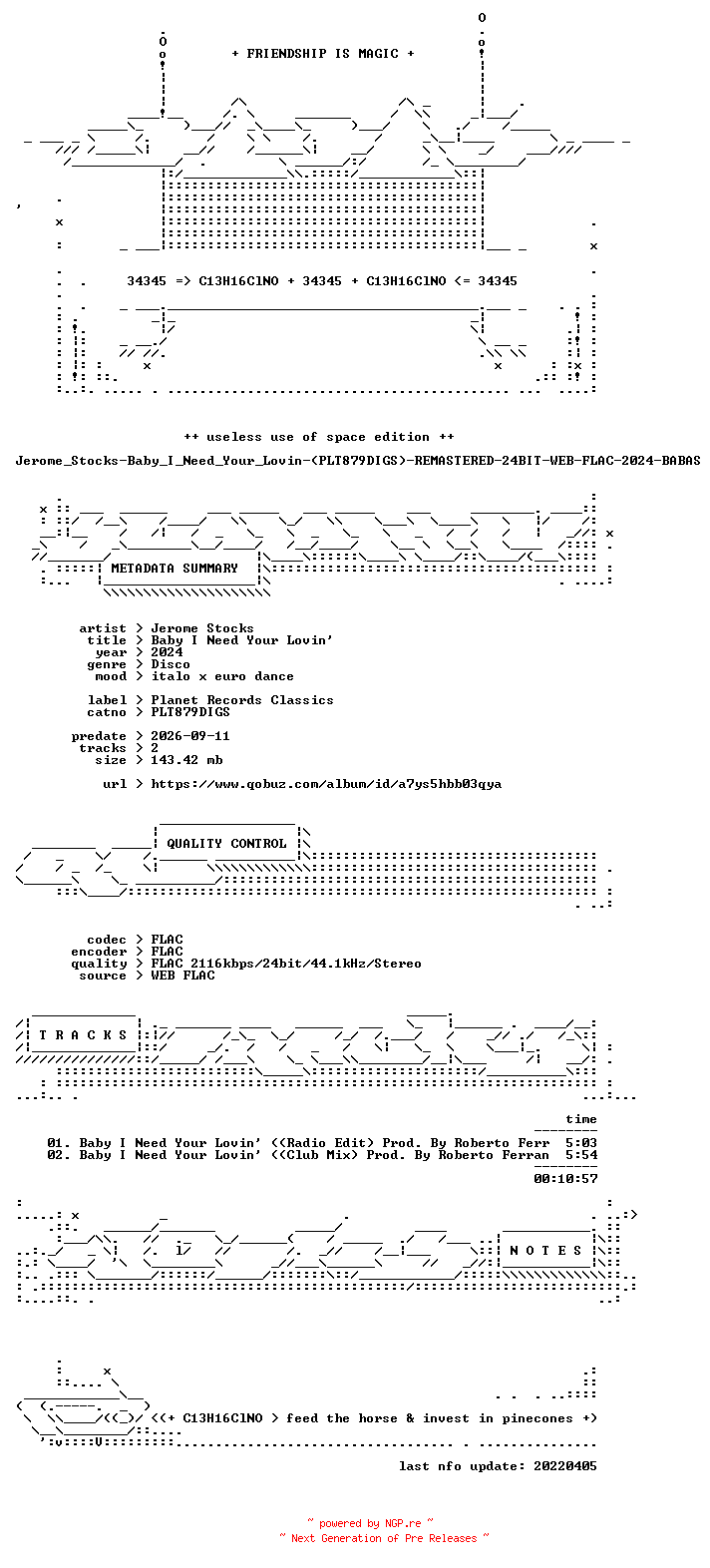 NFO for the release Jerome_Stocks-Baby_I_Need_Your_Lovin-(PLT879DIGS)-REMASTERED-24BIT-WEB-FLAC-2024-BABAS by BABAS